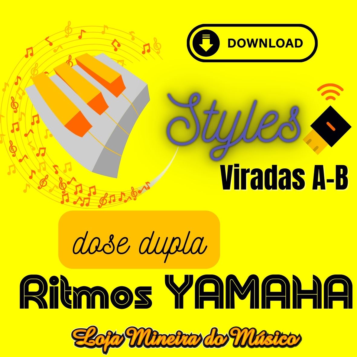 Ritmos Yamaha para Teclado Dose Dupla (Coleções 4 e 5) Yamaha Styles com 2 Viradas A e B