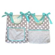 Porta Fraldas para Bebê 2 peças Cinza e Azul Tiffany