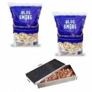 Kit 2 Lascas de Lenha Para Defumação Blue Smoke Limoeiro + Smoker em Inox 304