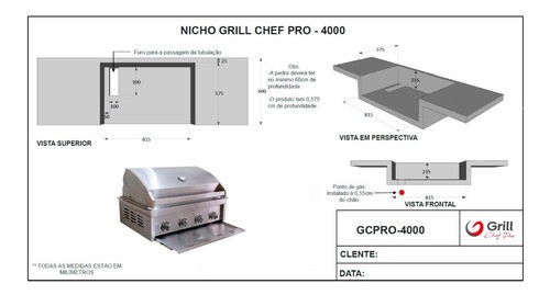 Kit Área Gourmet Churrasqueira a Gás Grill Chef Pro N° 6 - Sua Casa Gourmet e Cia