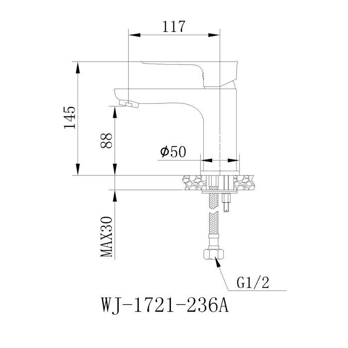 Misturador monocomando para lavatório Jiwi WJ-1721-236A