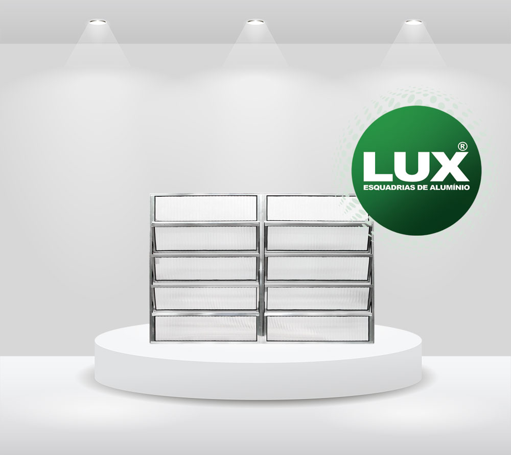 Vitrô Basculante Alumínio Brilhante Lux - 1,00 m (altura) x 1,20 m (largura) - 2 Módulos