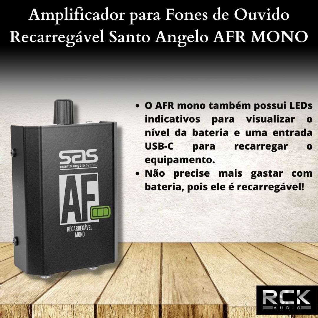 Amplificador para Fones de Ouvido Recarregável Santo Angelo AFR MONO
