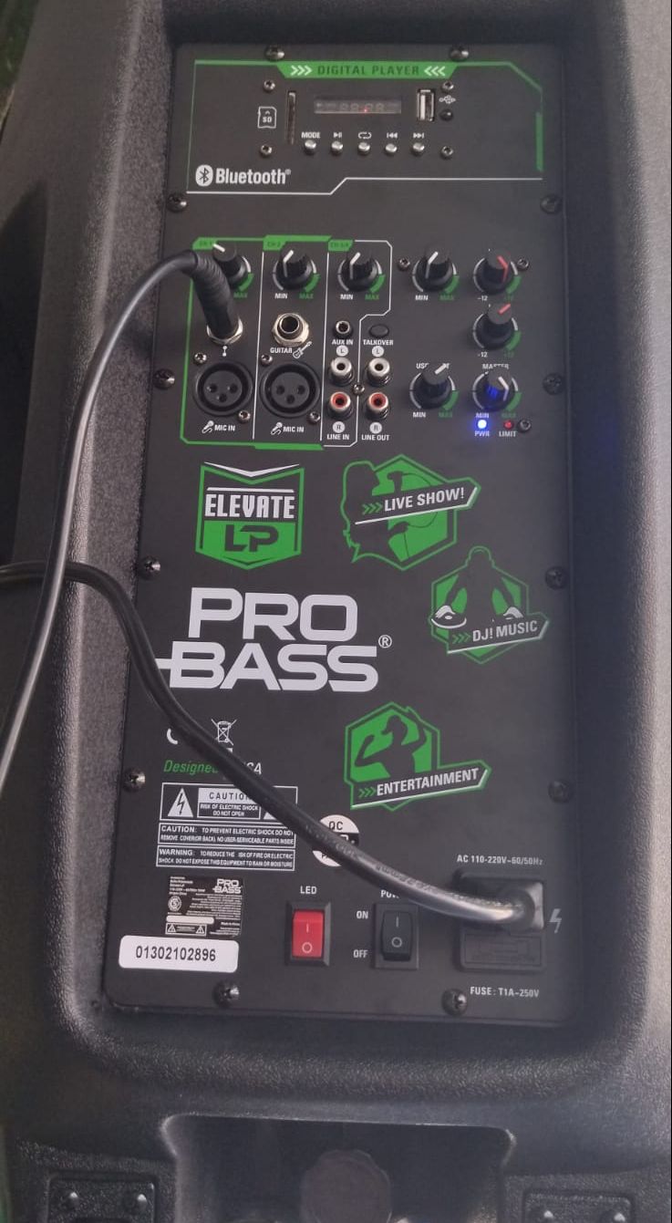 Caixa Ativa Pro Bass Elevate LP Bluetooth USB 800w
