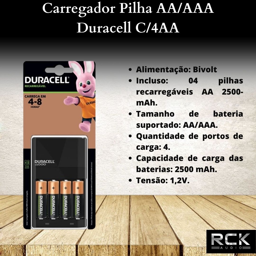Carregador Pilha AA/AAA Duracell C/4AA