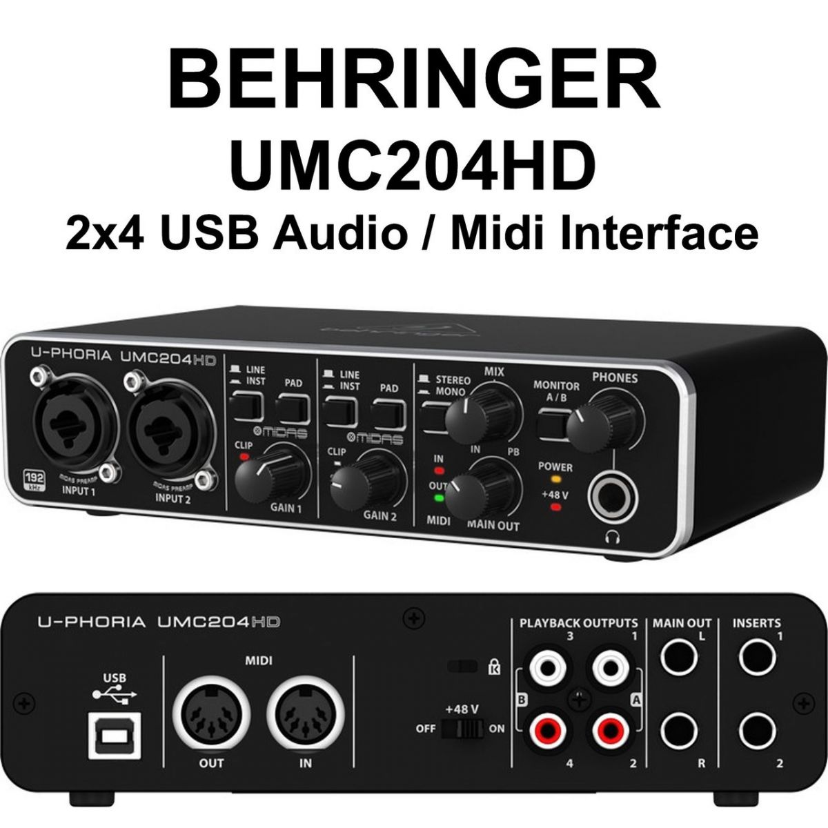 Interface Behringer UMC204HD - 192kHz/24-Bit