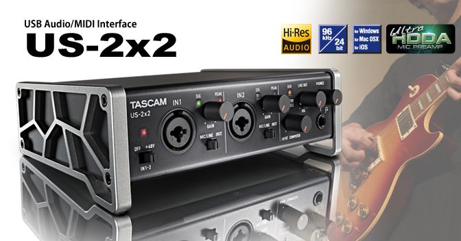 Interface de Áudio/MIDI Tascam US-2x2