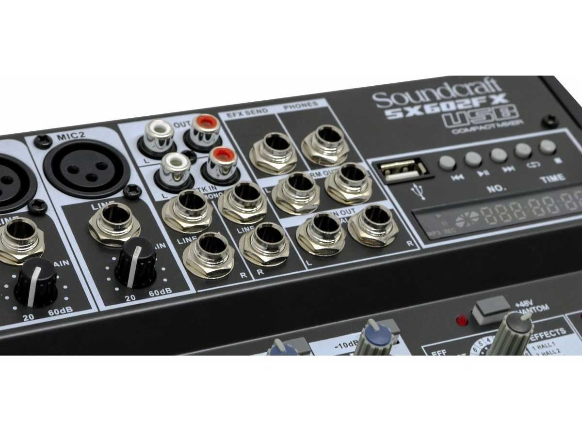 Mesa de Som Analógica 6 Canais Soundcraft SX602FX-USB com Efeito
