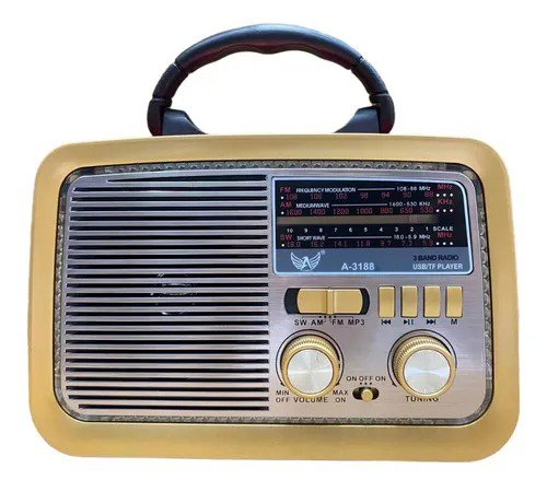 Rádio AM/FM Retrô USB AUX com Lanterna A-3188