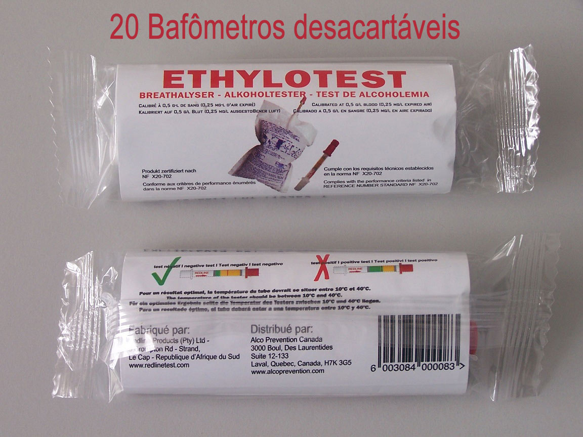 Bafômetro descartável - 20 unidades  - Testes Para COVID e Drogas. Máscaras Descartáveis e Suplementos e Anti Tabaco 