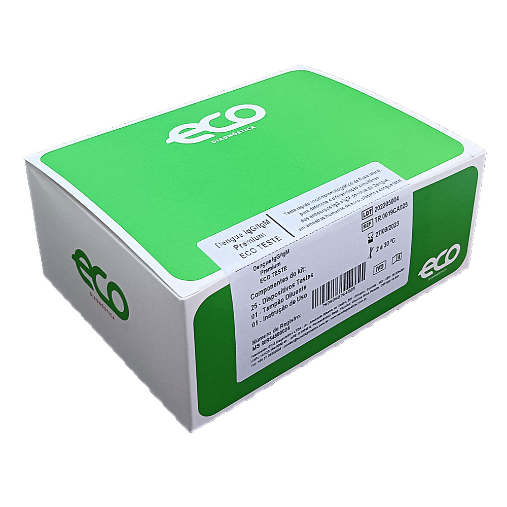 Teste Dengue IgG/IgM Premium ECO Caixa Com 25 Kits - Disponibilidade de envio/entrega Imediato