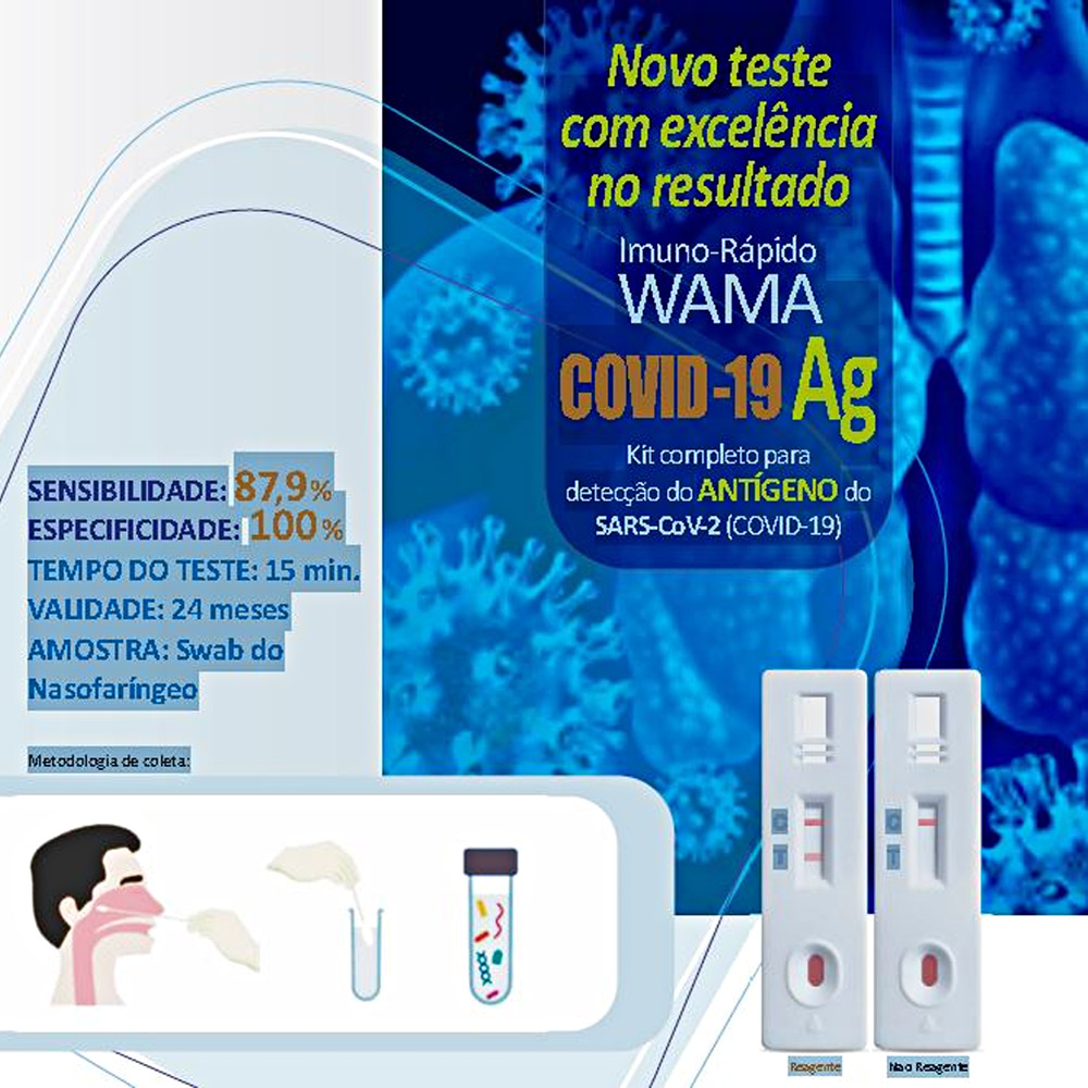 Teste Rápido COVID-19 Antígeno Ag - Wama - Caixa com 25 testes  - Testes Para COVID e Drogas. Máscaras Descartáveis e Suplementos e Anti Tabaco 
