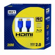 Cabo hdmi versão 2.0, 19 Pinos 4k Ultra HD 3D- 20 Metros MXT