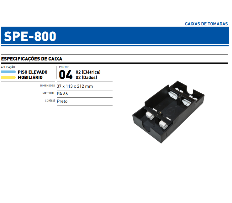 Caixa De Tomada Para Piso Elevado 2 Pontos Elétricos 2 Dados Inox  SPE-800 - LD Cabos Soluções Áudio e Vídeo 