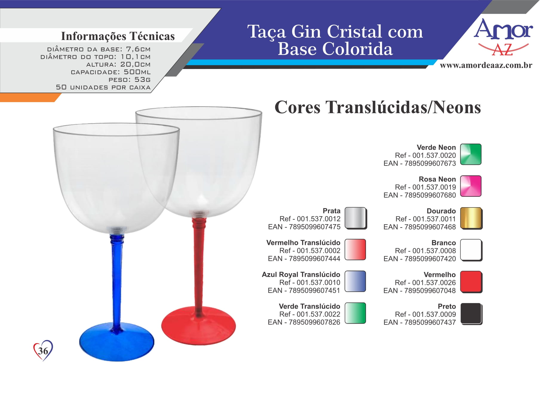 Taça Gin Cristal com Base Colorida - und  - AMOR DE A A Z COMERCIO DE EMBALAGENS LTDA