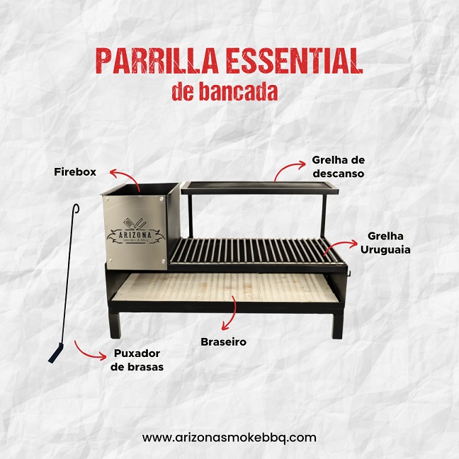 Parrilla Essential de Bancada com Grelha Uruguaia - Arizona Smoke &amp; BBQ