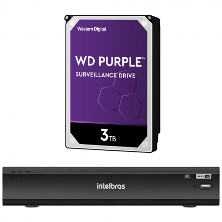 Gravador digital inteligente de vídeo de 8 canais iMHDX 5108 + HD 3 Tera Purple Intelbras