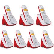 Kit Telefone Sem Fio + 6 Ramais TS 3110 Branco e Vermelho - Intelbras