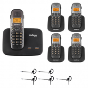 Kit Telefone 2 Linhas Ts 5150 + 4 Ramais Ts 5121 + 5 fones HC 10 Intelbras