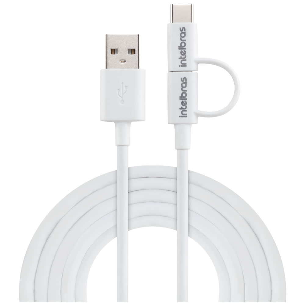 Cabo USB para Micro USB + USB-C 1,2m Branco EUABC 12 PB Intelbras