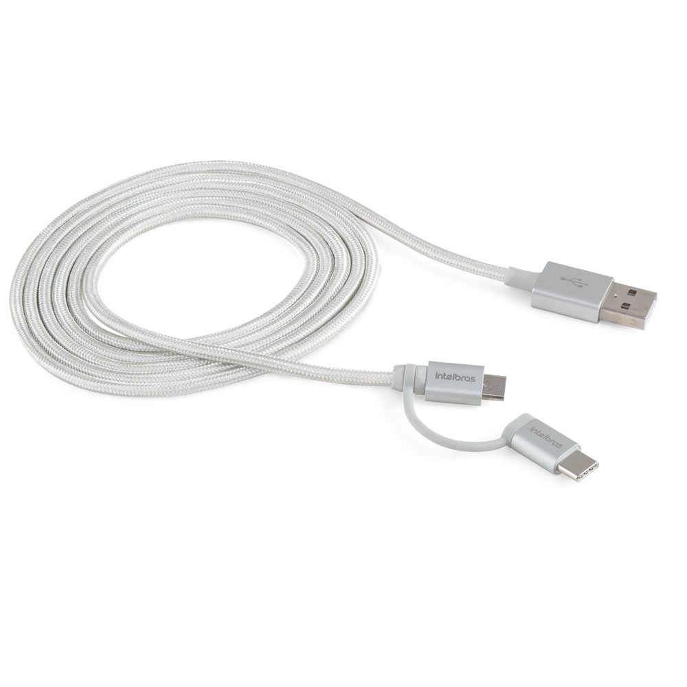 Cabo USB para Micro USB + USB-C 1,5m Nylon EUABC 15NB Intelbras
