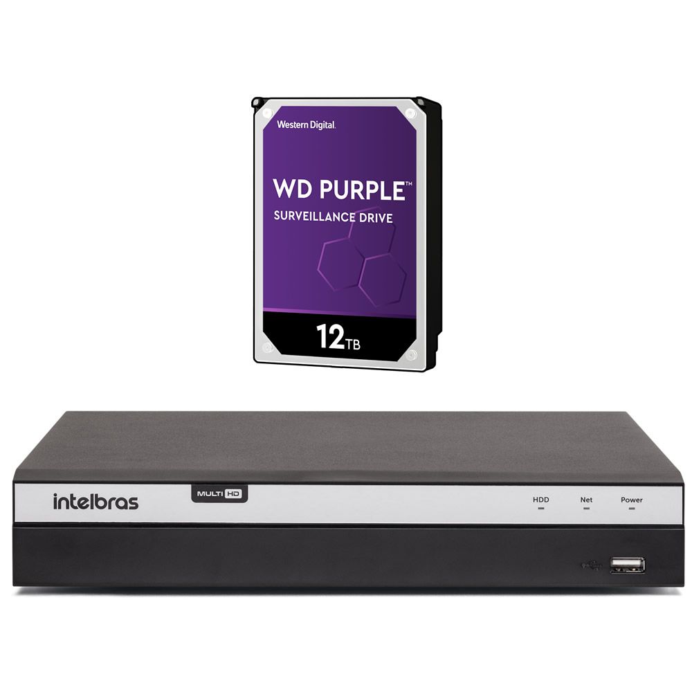 Gravador Digital Dvr 08 Canais Multi HD 4K 8 MP MHDX 5208 + HD 12 Teras Purple Intelbras