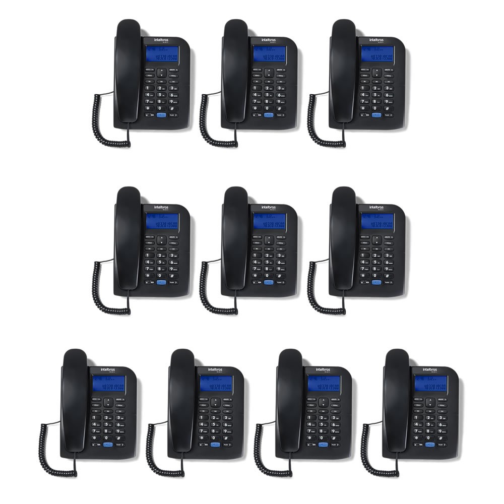 Kit 10 Telefones Com fio Identificador Chamda TC 60 ID Intelbras