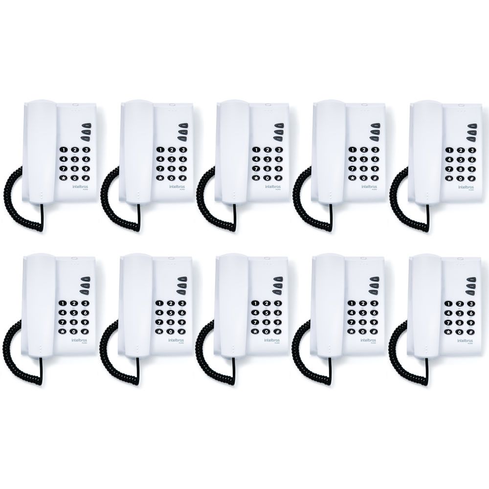Kit 10 Telefones Com Fio Mesa ou Parede Pleno Branco Intelbras
