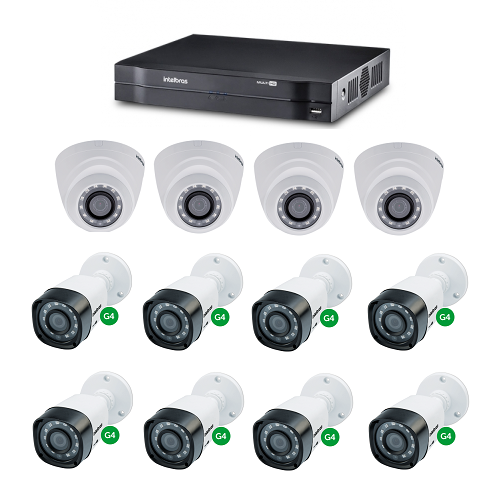 Kit CFTV 1 DVR Stand alone 16 Canais + 12 Câmeras 1 Mega - Intelbras