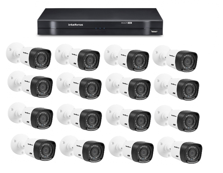 Kit CFTV DVR Stand Alone com 16 Câmeras Multi HD Intelbras
