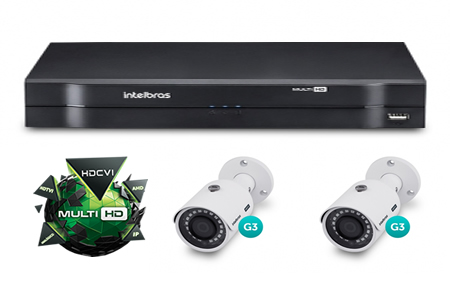 Kit CFTV DVR Stand Alone + 2 Câmeras G3 Multi HD Intelbras