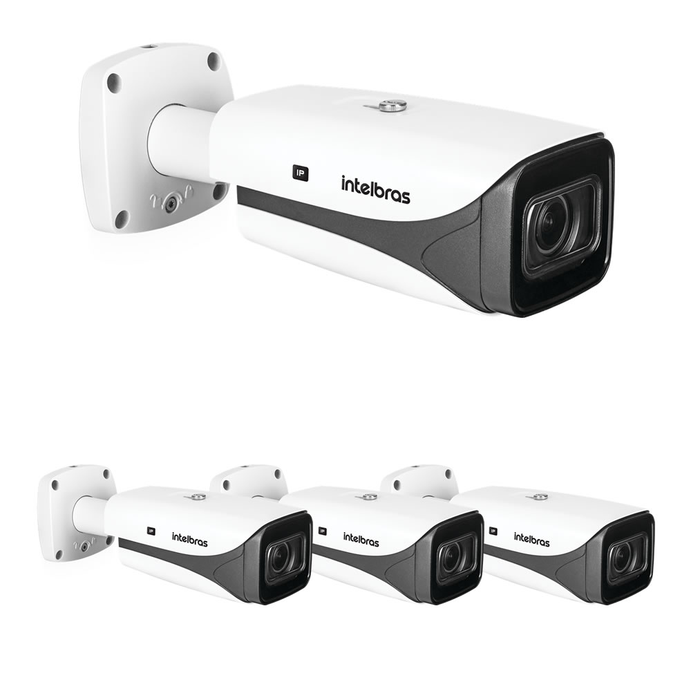 Kit 4 Câmeras IP 5 Megapixels 2.7 a 13,5mm 50m Inteligência Artificial VIP 5550 Z IA Intelbras