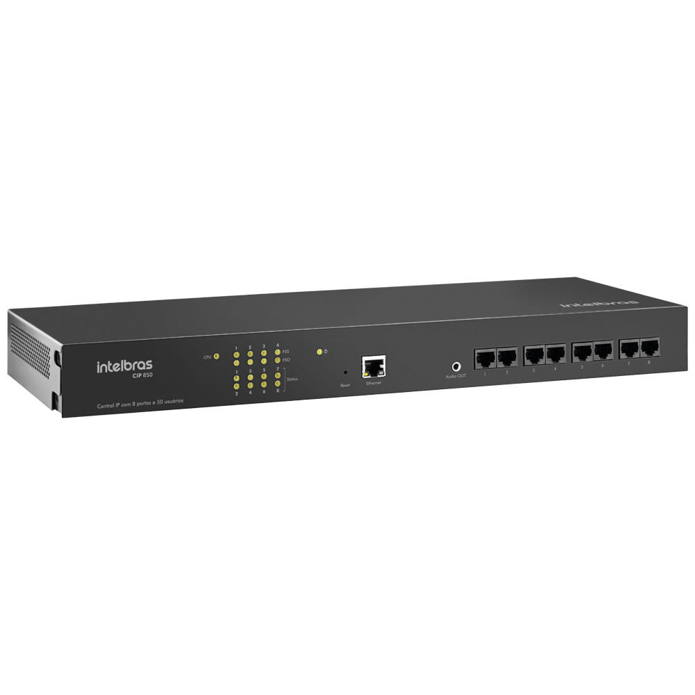 Kit PABX IP 50 Ramais Voip CIP 850 Gateway Com 2 Linhas Análogicas Intelbras