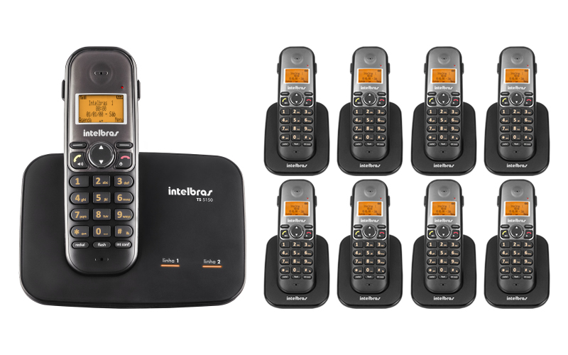 Kit Telefone 2 Linhas TS 5150 + 8 Ramais TS 5121 Intelbras
