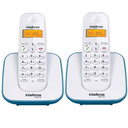 Kit Telefone Sem Fio + 1 Ramal Branco e Azul TS 3110 Intelbras