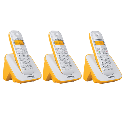 Kit Telefone Sem Fio + 2 Ramais Branco e Amarelo TS 3110 Intelbras