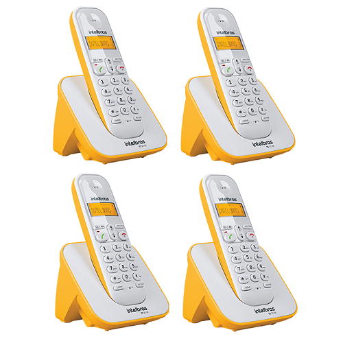 Kit Telefone Sem Fio + 3 Ramais Branco e Amarelo TS 3110 Intelbras