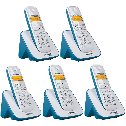 Kit Telefone Sem Fio + 4 Ramais Branco e Azul TS 3110 Intelbras