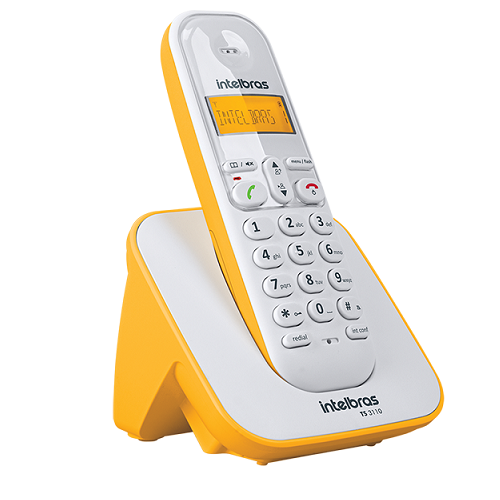 Kit Telefone Sem Fio + 6 Ramais Branco e Amarelo TS 3110 Intelbras