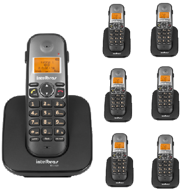 Kit Telefone Sem Fio TS 5120 + 6 Ramais TS 5121 Intelbras