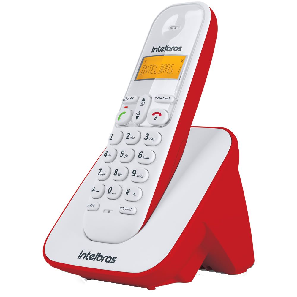 Telefone Sem Fio Com Identificador de Chamadas TS 3110 Branco e Vermelho - Intelbras