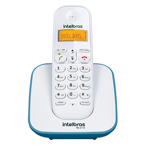 Telefone Sem Fio Com Identificador TS 3110 Branco e Azul Intelbras