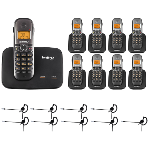 Kit Telefone 2 Linhas Ts 5150 + 8 Ramais Ts 5121 + 9 fones HC 10 Intelbras