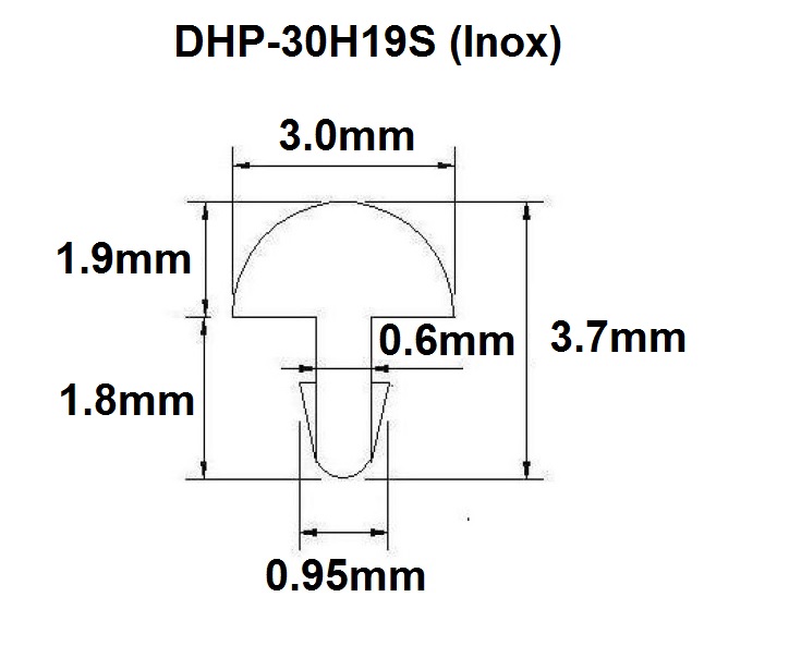 Traste Inox DHP-30H19S extra jumbo para guitarra/baixo - 1,9mm (altura) x 3,0mm (largura) x 1 metro (metro) - Luthieria Brasil