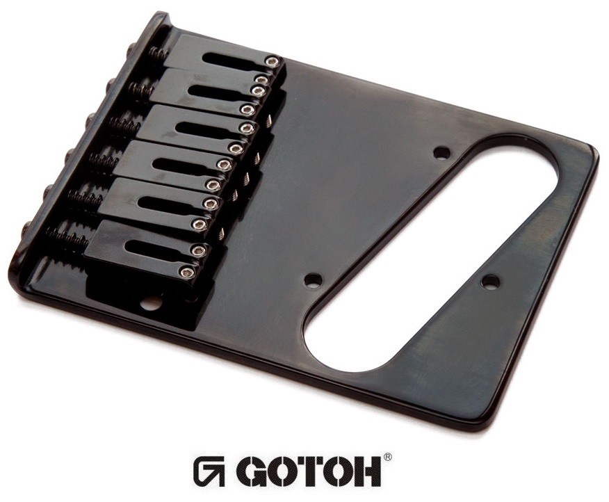 Ponte Preta estilo Tele c/ 6 carrinhos (Moderna) para guitarra -  Gotoh (GTC202-BK) - Luthieria Brasil