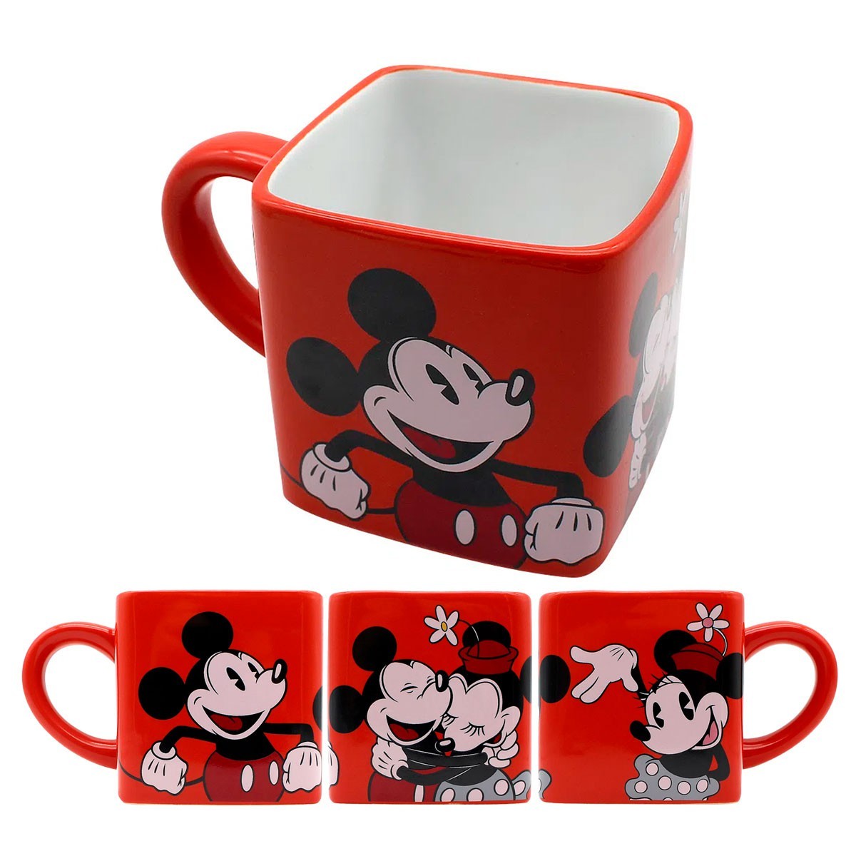 Caneca Quadrada Cubo Mickey e Minnie