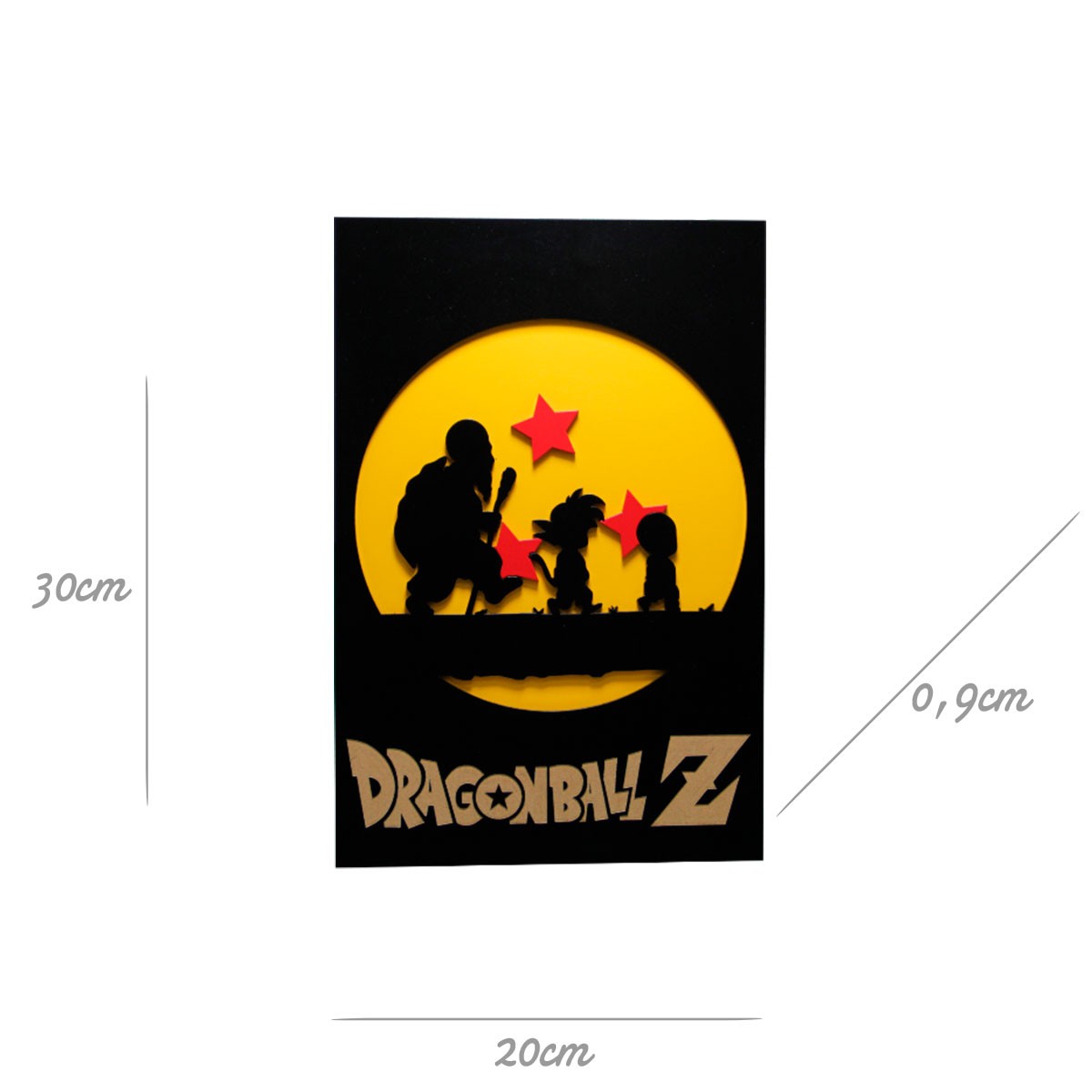 Quadro 3D Dragon Ball Z Esferas do Dragão Shenlong 30x20cm