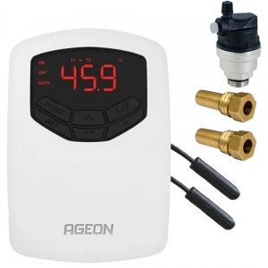 Controlador Temperatura Ageon + Válvula + 2 Poços Aquecedor Solar Piscina
