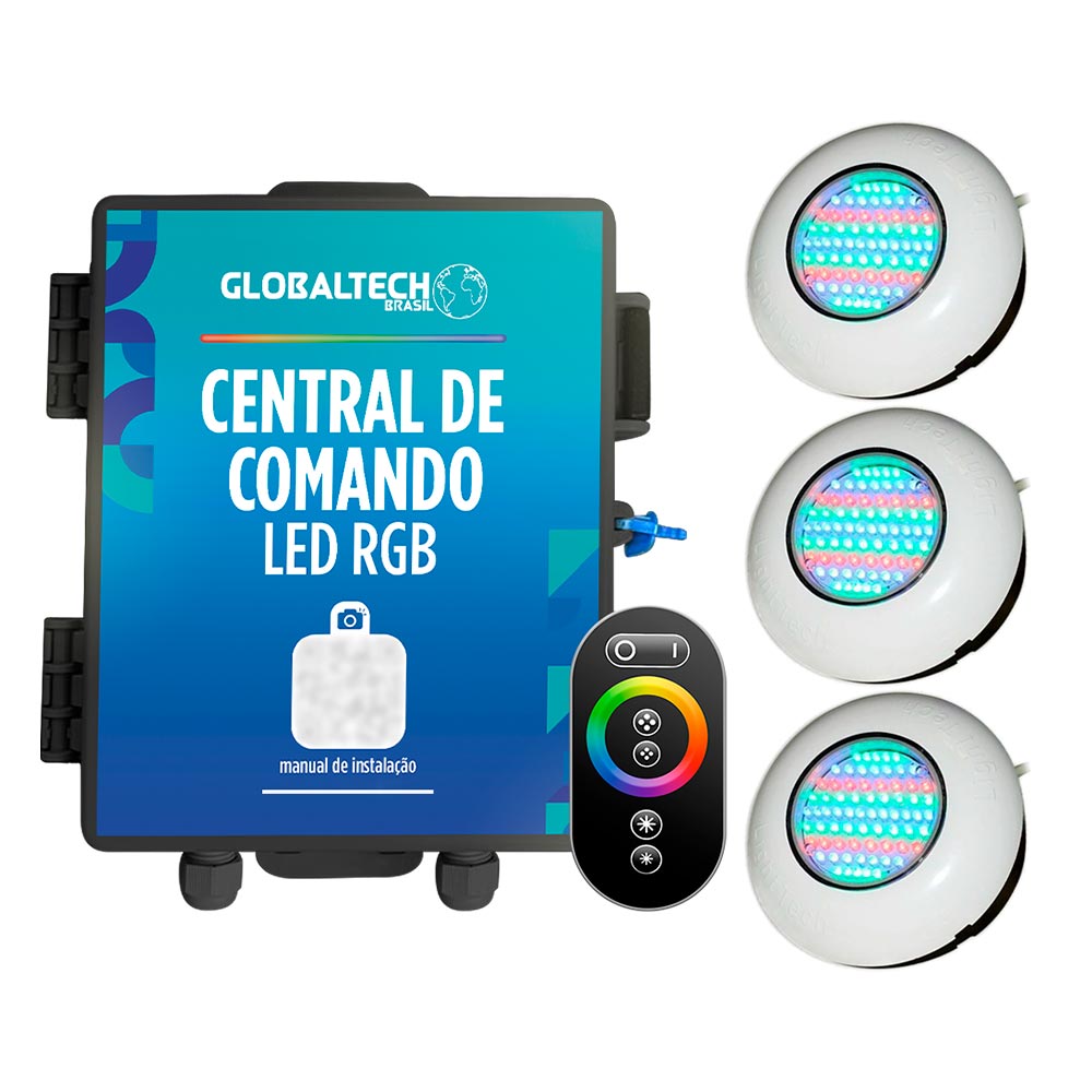 Led Piscina - Kit 3 Easy Led 70 + Central + Controle Touch