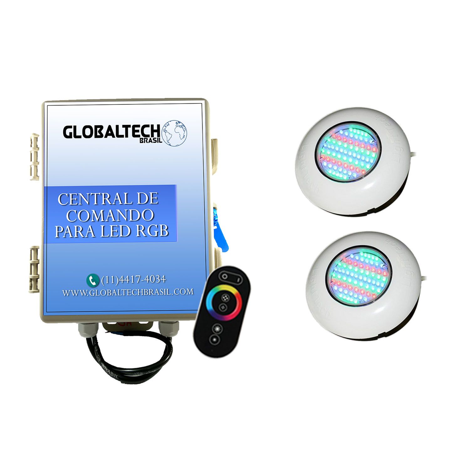 Led Piscina - Kit 2 Easy Led 70 + Central + Controle Touch